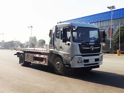 國六東風天錦平板一拖二清障車